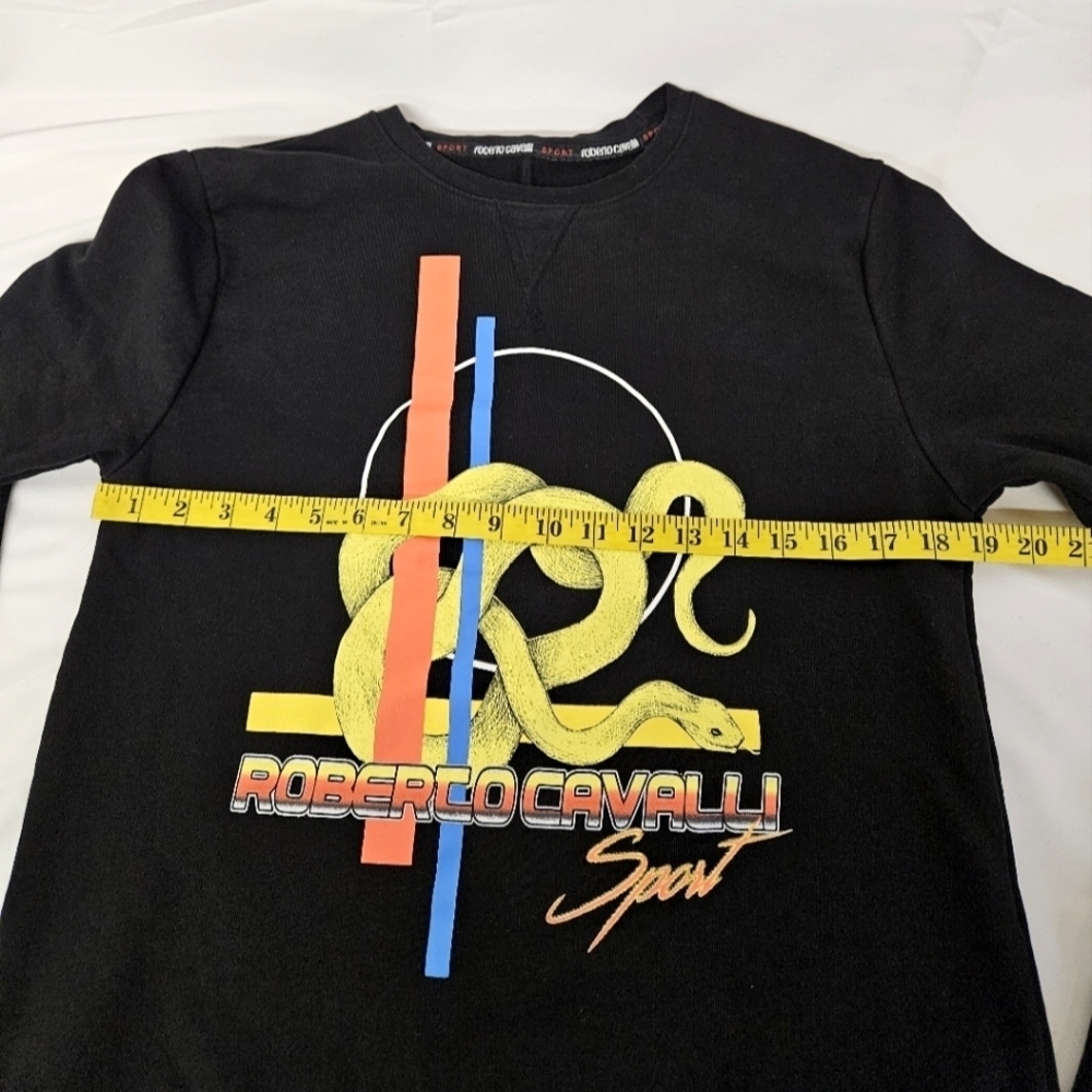 Roberto Cavalli Sport Racing Stripe Sweatshirt Black and Yellow Size Medium - Picture 9 of 10